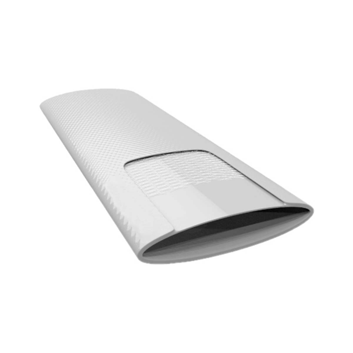 Manguera Plana Flat Flow para riego y trasvase de agua, resistente y 100% reciclable, perfecta para aplicaciones agrícolas y de protección en color blanca.